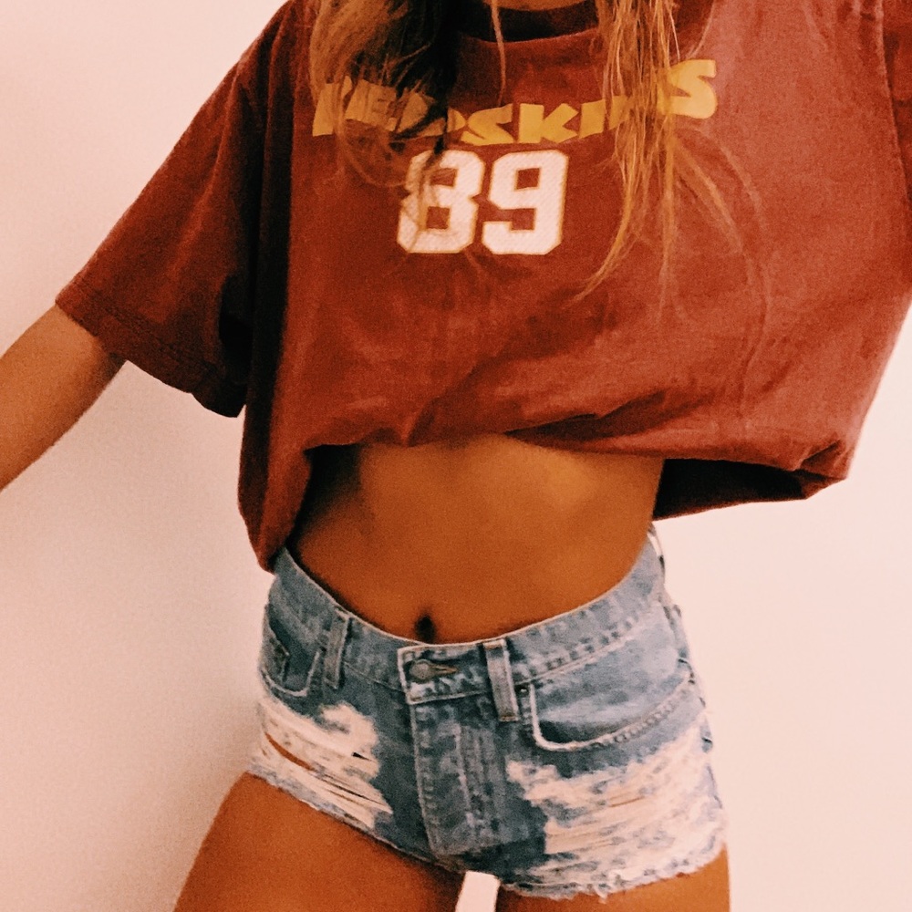 LF dipped jean shorts